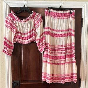 Pink and White Bohemian Two-Piece Set